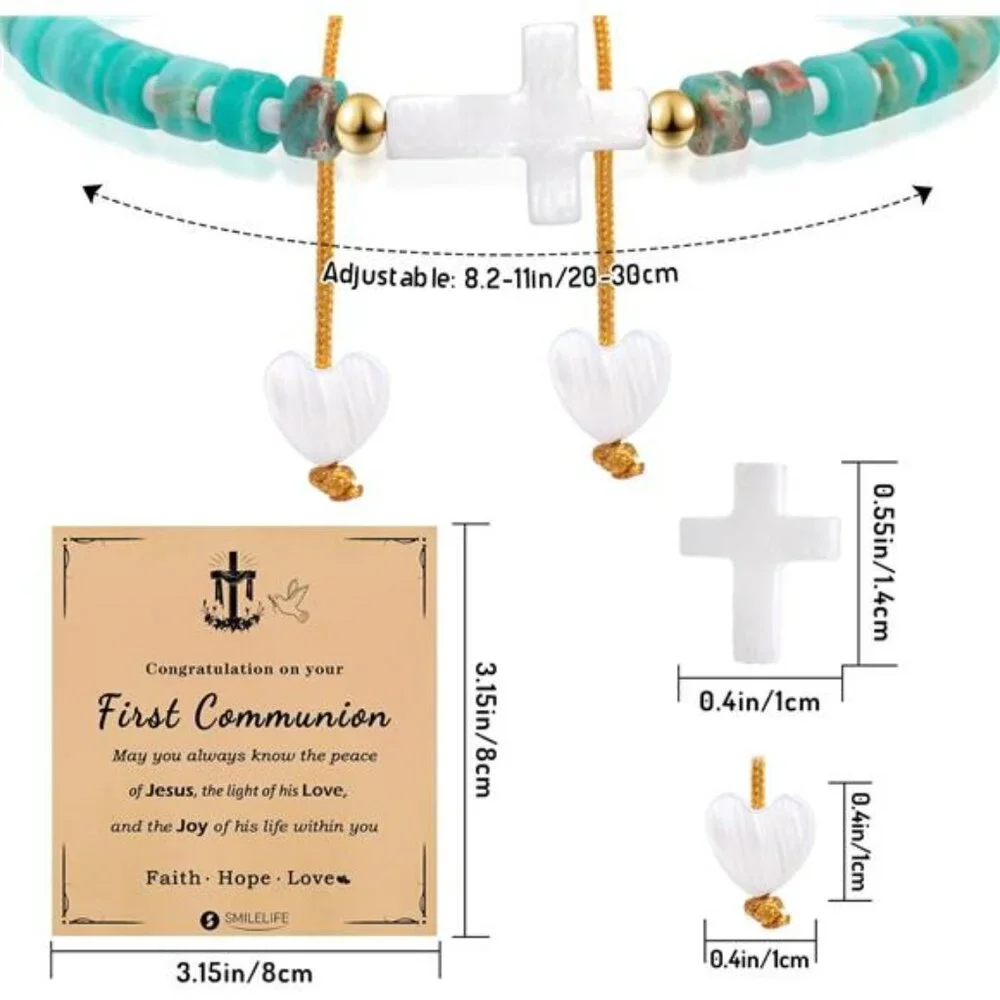 Cross Bracelet for Women, Girls & Boys - First Communion, Baptism & Christian